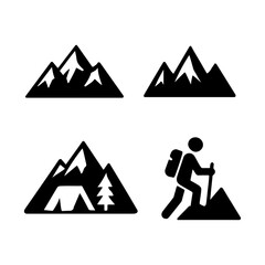 Outdoor Travel and Mountain Icons – Camping, Hiking Symbol Pack