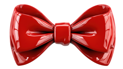 Shiny Red Bow Tie on Transparent Background