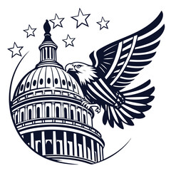 Capitol Dome with Eagle Wings – Patriotic Vector T-Shirt. Perfect for: Washington DC souvenirs, political rallies, patriotic gifts