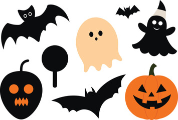 Spooky halloween vector graphics collection featuring pumpkins bats ghosts and more scalable icon