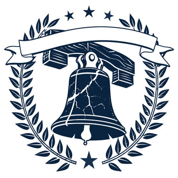 Liberty Bell Laurel Emblem &ndash; Vintage Patriotic Vector Tee. Perfect for: historical museum shops, Philadelphia events, reenactments