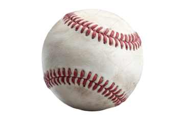 Well-Worn Baseball with Red Stitches on White Leather