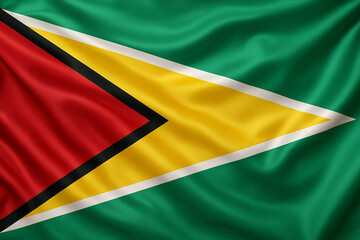 Obraz premium Guyana National Flag – Green Background with Diagonal Red, Black, and White Band
