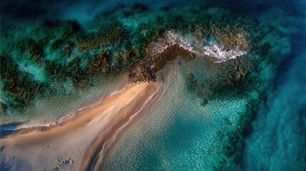 Fototapeta premium Aerial View of Tropical Beach and Turquoise Sea