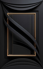 Obraz premium Elegant gold frame draped with luxurious black fabric on a dark background