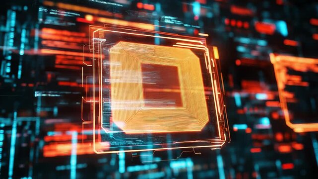 Futuristic screen showing programming code running with glitch effect - Powered by Adobe