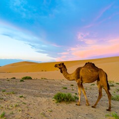 Desert Camel at Sunset