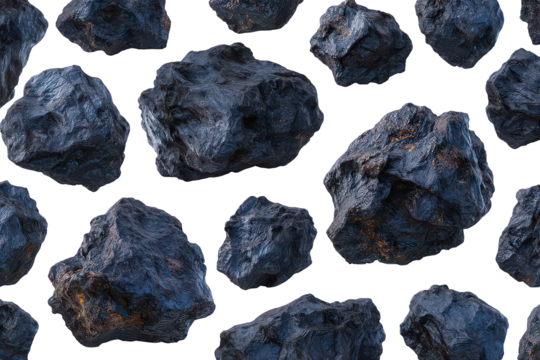 Dark Blue Rocks Seamless Pattern on Black Background