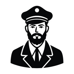 Ship Captain Worker with Hat Vector Illustration