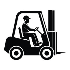 Worker Driving Forklift Vector Illustration