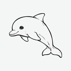 Dolphin Minimalist Simple Icon Set Artwork, Jumping Dolphin Isolated Wildlife Collection Black Design