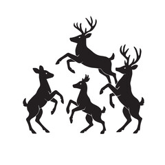 Wild Deer Silhouette Vector Set – Stag and Buck Animal Illustration