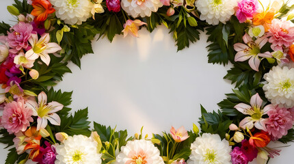 Obraz premium Colorful floral border with a blank center for text or photo