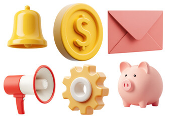 Set of 3D business decoration elements