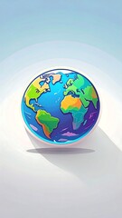 Cartoonish globe, stylized continents, light background
