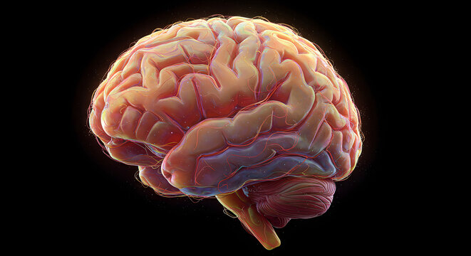 Human Brain Anatomy 3D Rendering Neuroscience Concept
