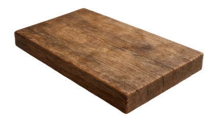 Large rectangular wooden slab with a distressed surface and visible grain
