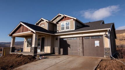 Two-story home with covered front porch and attached garage.