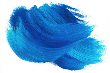 Abstract blue watercolor paint brush stroke flow texture PNG transparent background isolated graphic resource. Vibrant azure, cyan, cerulean color art shape