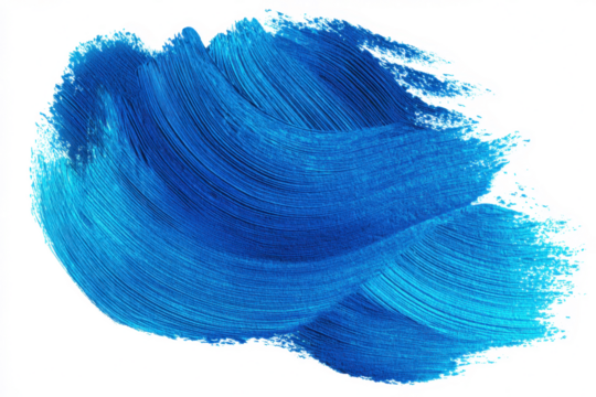 Abstract blue watercolor paint brush stroke flow texture PNG transparent background isolated graphic resource. Vibrant azure, cyan, cerulean color art shape