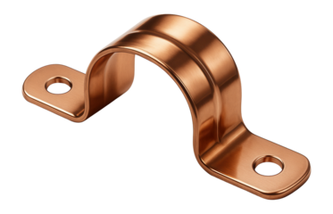 Copper pipe strap with mounting holes