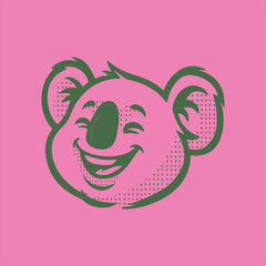 Smiling Koala Mascot Logo Design Happy Cartoon Animal