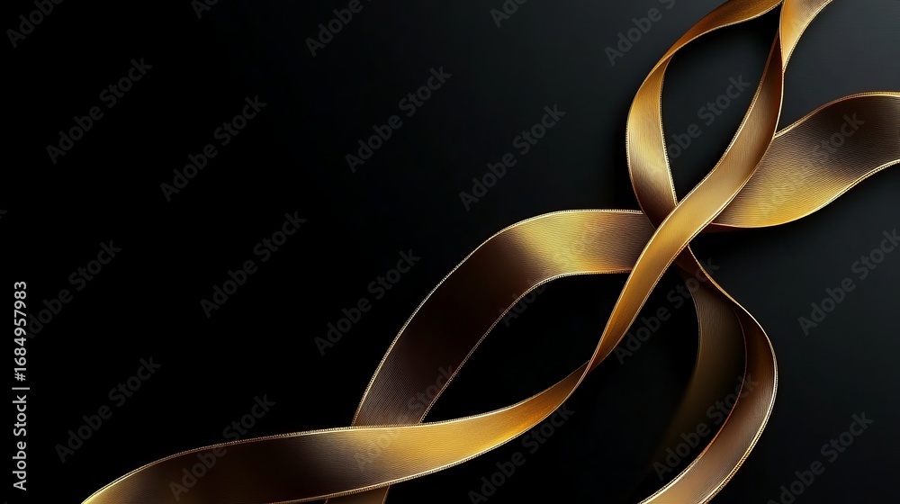 Canvas Prints elegant golden ribbons flowing on a deep background for sophisticated designs and creative concepts
