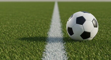 Soccer ball on field line sports game competition recreation activity