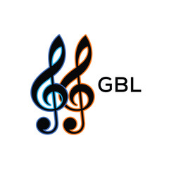 Fototapeta premium GBL Music Company logo. GBL Creative Treble Clef Icon and business. GBL best icon Entertainment Branding. 