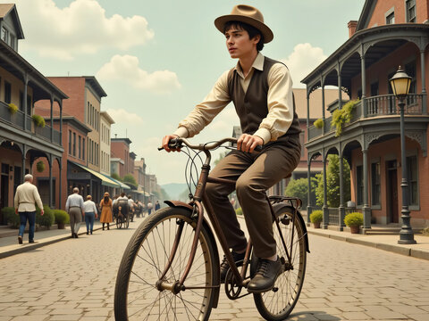 a kid riding a bicycle