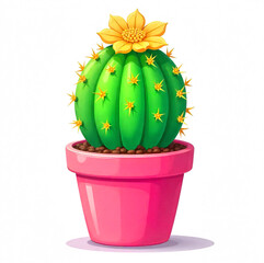 cactus with yellow blossoms  in a pot