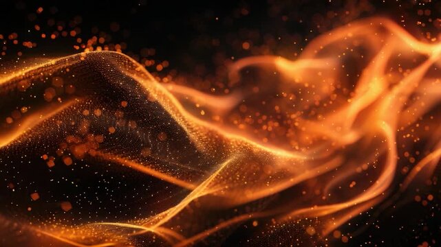 A close-up shot of flames on a dark background, ideal for use in scenes where intense heat or warmth is required
