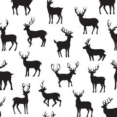 Fototapeta premium Elegant Deer Silhouette Pattern for Christmas and Holiday Designs Seamless Repeating Background of Reindeer Vector Graphic