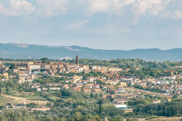 Panoramic aerial view of Peccioli, Pisa, Italy