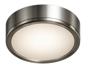 Round metal ceiling fixture with glass diffuser