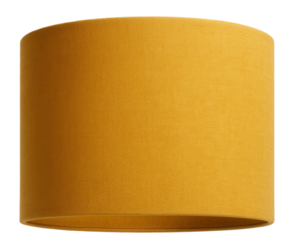 Round fabric lamp shade in mustard yellow