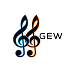 Fototapeta premium GEW Music Company logo. GEW Creative Treble Clef Icon and business. GEW best icon Entertainment Branding. 