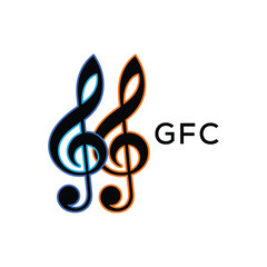 Fototapeta premium GFC Music Company logo. GFC Creative Treble Clef Icon and business. GFC best icon Entertainment Branding. 
