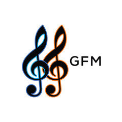 Fototapeta premium GFM Music Company logo. GFM Creative Treble Clef Icon and business. GFM best icon Entertainment Branding. 