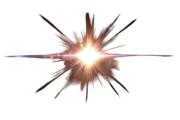 Bright Orange And Yellow Light Burst Flare On Transparent Background