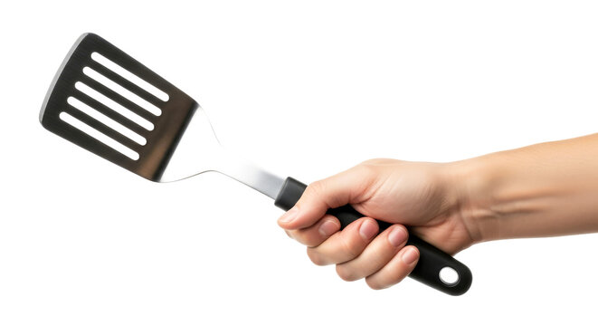 a culinary artists hand presents a sleek, modern spatula a symbol of culinary precision and passion, isolated on transparent background