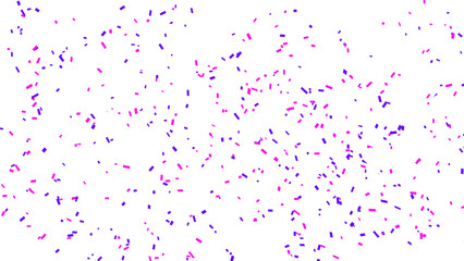 Delicate pink and purple confetti scattered across a clean white background, evoking celebration and joy.