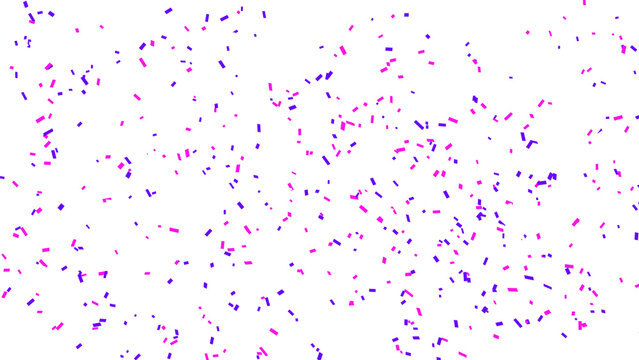 Delicate pink and purple confetti scattered across a clean white background, evoking celebration and joy.