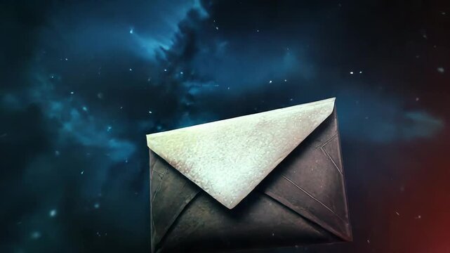 Burning envelope flying through space with light trails