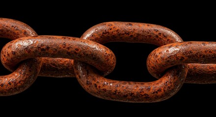 Fototapeta premium Rusty chain links close up detailed texture interconnection concept