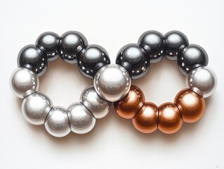 Obraz premium Periodic Table Artistic Illustration with Metallic Spheres Forming Cross Molecular Structures, Oil Painting Style for Science Education