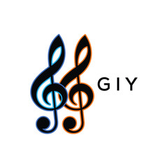Fototapeta premium GIY Music Company logo. GIY Creative Treble Clef Icon and business. GIY best icon Entertainment Branding. 