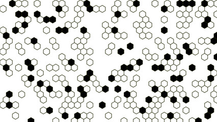 Intricate pattern of black and white hexagonal shapes creating a textured background.