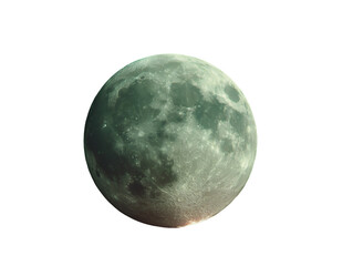Naklejka premium Spooky full moon illustration with realistic craters and eerie glow, isolated on transparent background for Halloween designs
