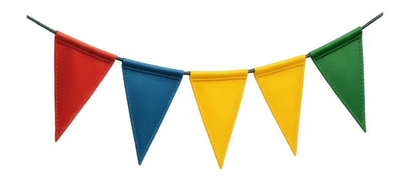 Fabric bunting flags with sewn edges